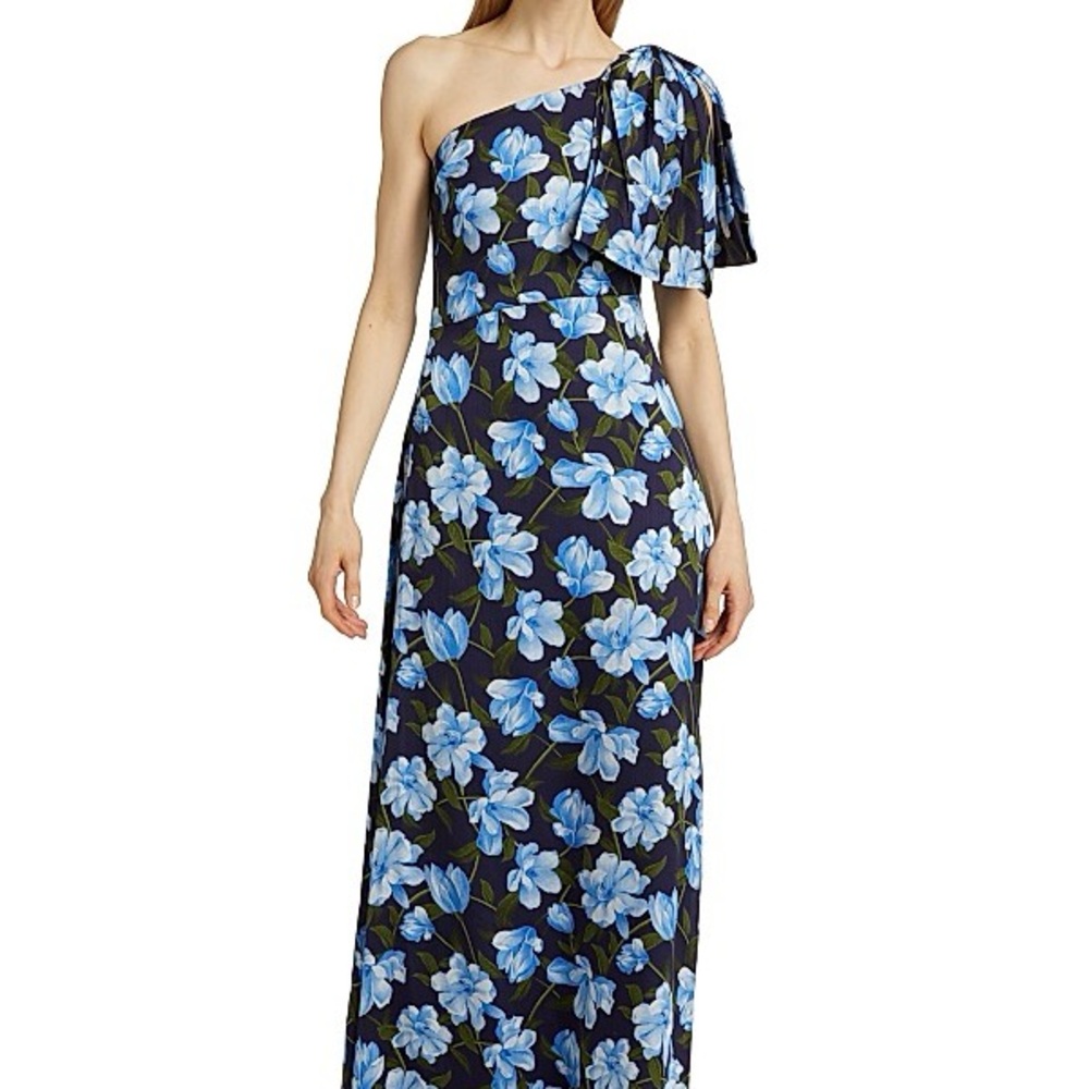 NWT Sachin + Babi Blue Floral Chelsea One-Shoulder Dress in Ocean Blue Magnolia